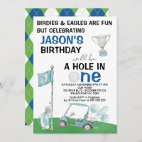 Golf Hole In One Birthday Invitation