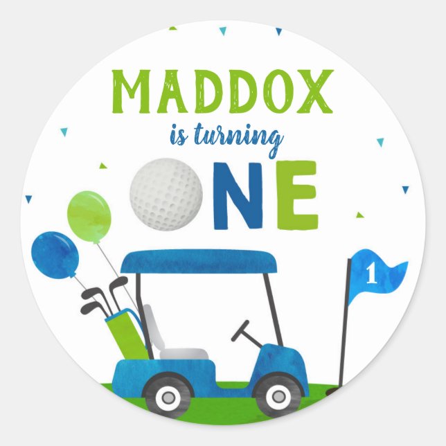 Golf Hole In One Birthday Par-Tee Favour Stickers (Front)