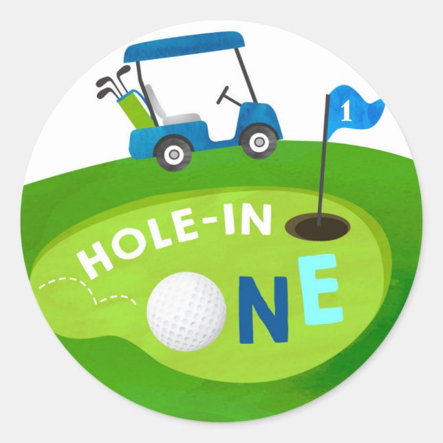 Golf Hole In One Birthday Par-Tee Favour Stickers (Front)