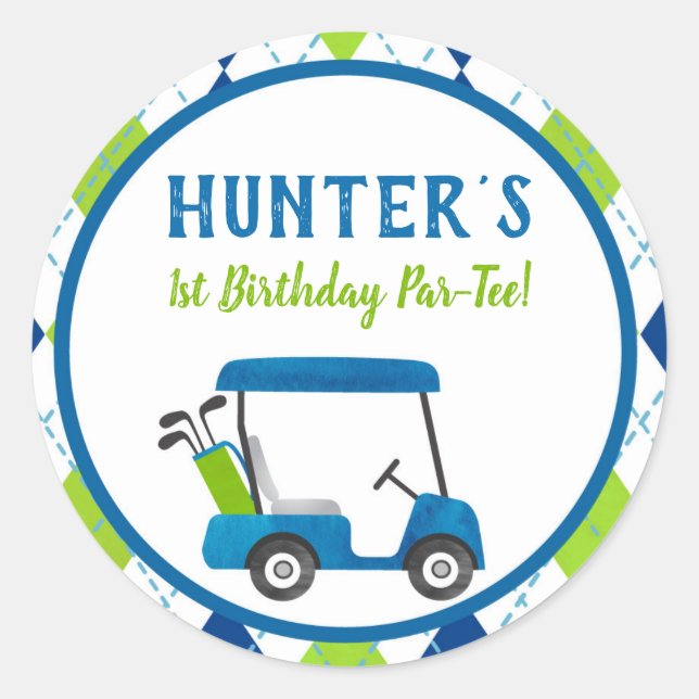 Golf Hole In One Birthday Party Favour Stickers (Front)