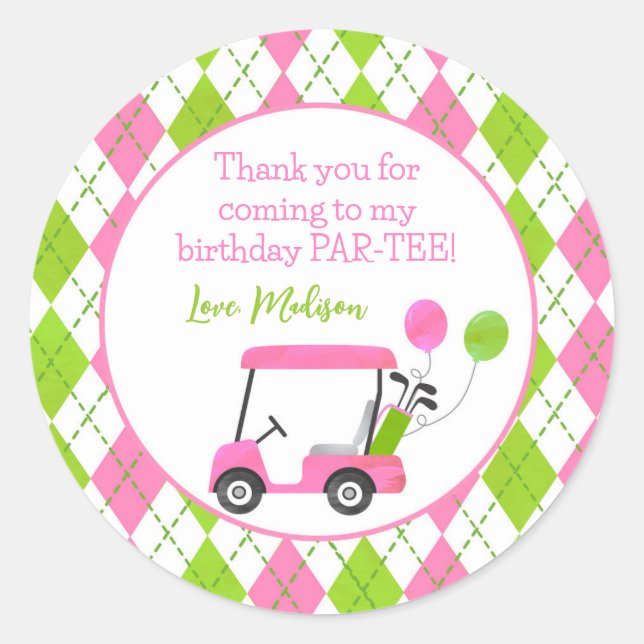 Golf Hole in One Birthday Party Favour Stickers (Front)