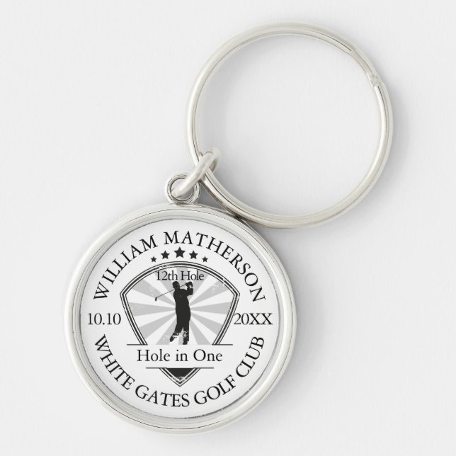Golf Hole in One Classic Personalised Key Ring (Front)