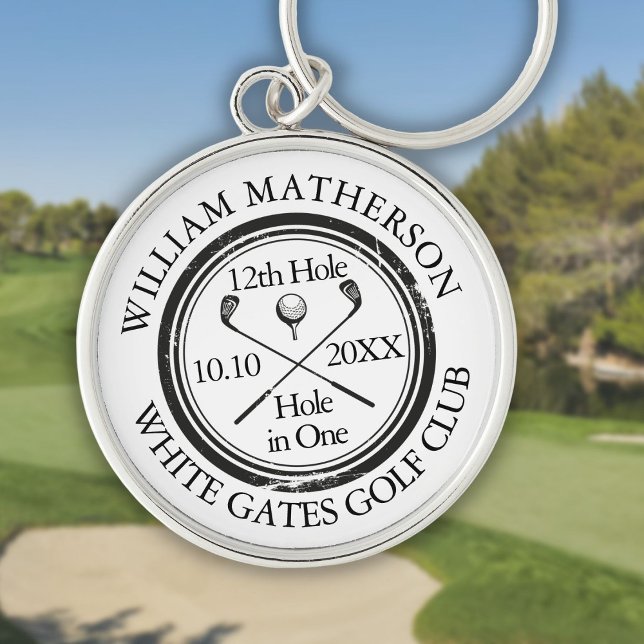 Golf Hole in One Classic Personalized Key Ring (Golf Hole in One Classic Personalized Keychain)