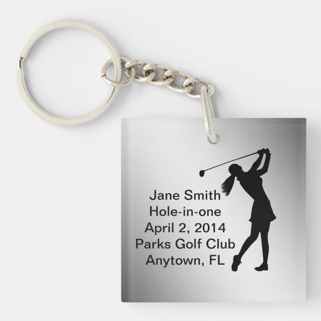 Golf Hole-in-one Commemoration Customisable Key Ring (Front)