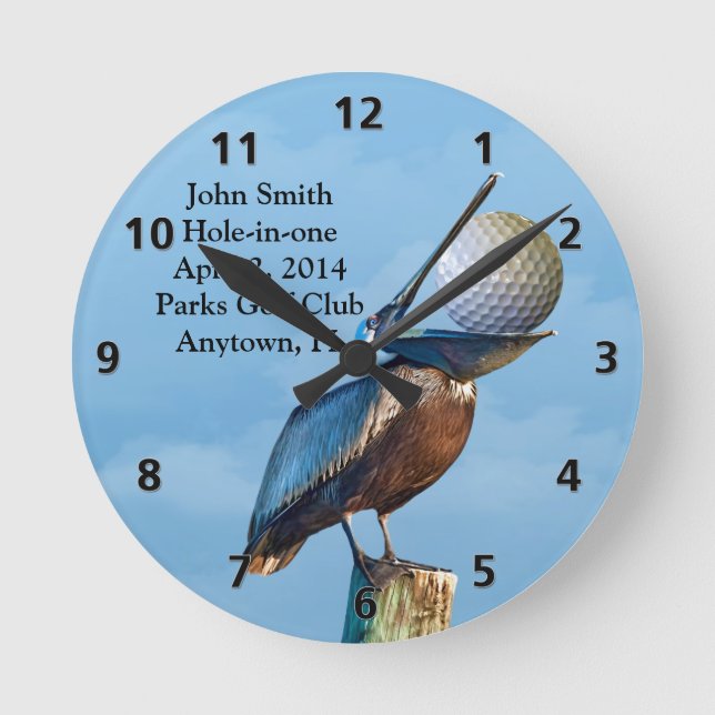 Golf Hole-in-one Commemoration Customisable Round Clock (Front)