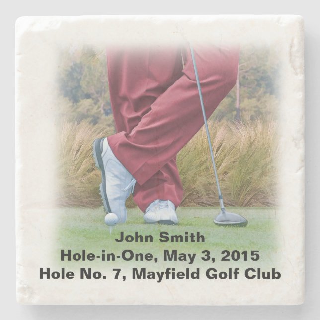 Golf Hole-in-one Commemoration Customisable Stone Coaster (Front)