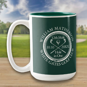 Golf Hole in One Emerald Green Custom Two-Tone Coffee Mug