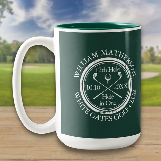 Golf Hole in One Emerald Green Custom Two-Tone Coffee Mug (Golf Hole in One Emerald Green Custom Two-Tone Coffee Mug)