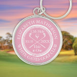 Golf Hole in One Feminine Pink Personalized Key Ring<br><div class="desc">Personalize the name,  location hole number and date to create a great keepsake to celebrate that fantastic hole in one. Designed by Thisisnotme©</div>