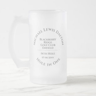 Golf Hole in One Frosted Glass Beer Mug