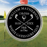 Golf Hole in One Personalised Award Metal Ornament<br><div class="desc">Personalise the name,  location hole number and date to create a great golf keepsake to celebrate that fantastic hole in one. Designed by Thisisnotme©</div>