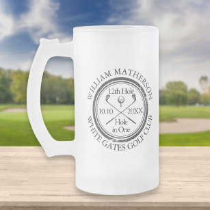 Golf Hole in One Personalised Frosted Glass Beer Mug