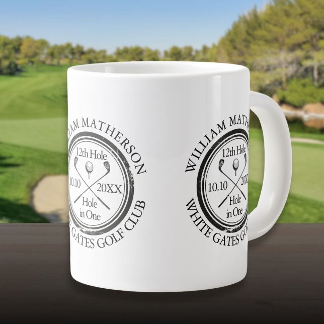 Golf Hole in One Personalised Large Coffee Mug (Golf Hole in One Personalized Giant Coffee Mug)
