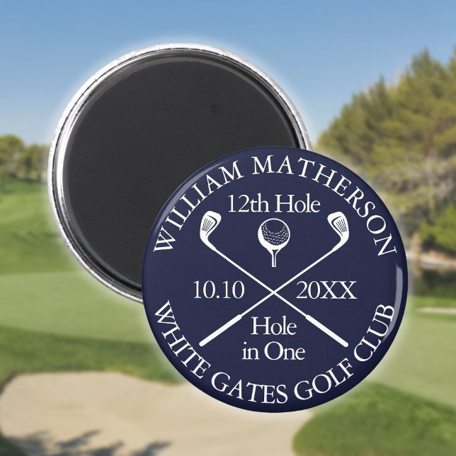 Golf Hole In One Personalised Navy Blue Magnet (Golf Hole In One Personalized Navy Blue Magnet)