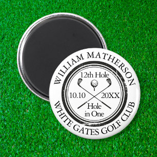 Golf Hole in One Personalised Retro Stamp Magnet