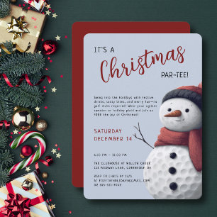 Golf Holiday Christmas Par-Tee Snowman Festive Invitation