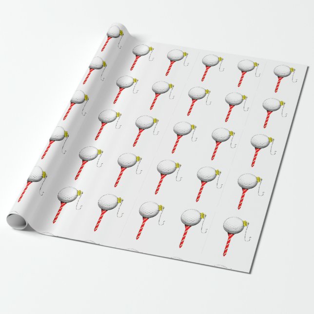 Golf Holiday Gift Wrapping Paper (Unrolled)