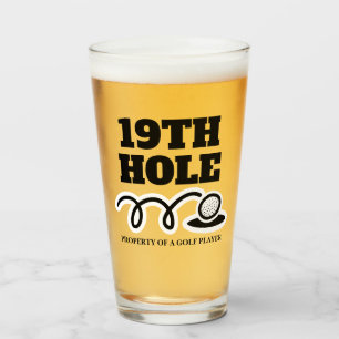 Golf humour 19th Hole beer glass gift for men