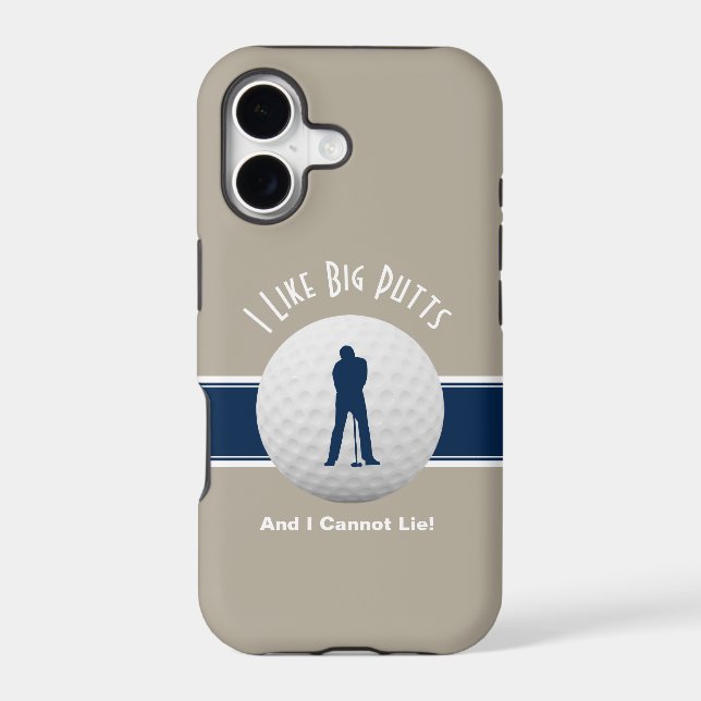 Golf Humour Big Putts Tan Blue Mens (Back)