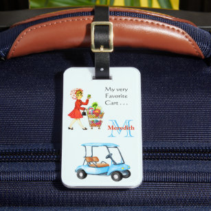 Golf Humour Grocery or Golf Cart Name Monogram   Luggage Tag