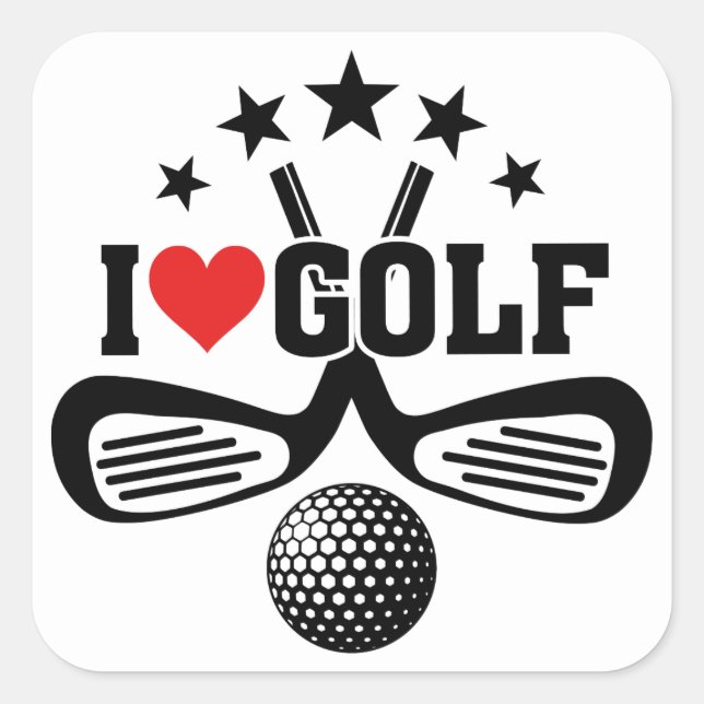 Golf, I Love Golf Square Sticker (Front)