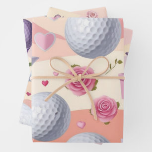 Golf in pink themed for Lady golfer Wrapping Paper Sheet