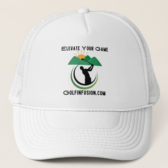 Golf Infusion-Designed 'ELEVATE YOUR GAME" Golf Trucker Hat (Front)