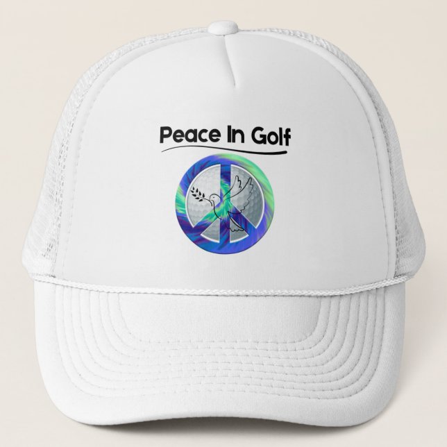 Golf Infusion "Peace In Golf" Golfer's Trucker Hat (Front)