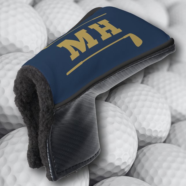  Golf Initials Classic Preppy Athletic Navy Gold Head Cover (Creator Uploaded)