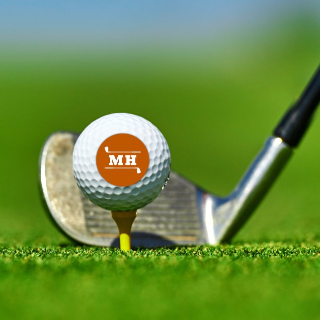  Golf Initials Classic Preppy Athletic Orange  Balls (Bold collegiate style with a modern edge. Personalized initials make it uniquely yours.)