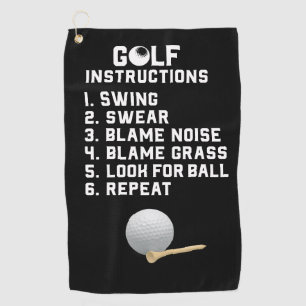 Golf Instruction Swing Swear with ball and tee Towel