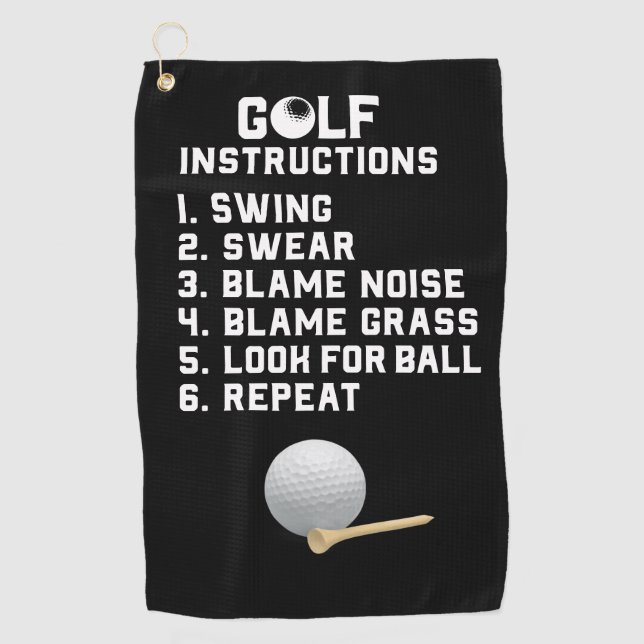 Golf Instruction Swing Swear with ball and tee Towel (Front)