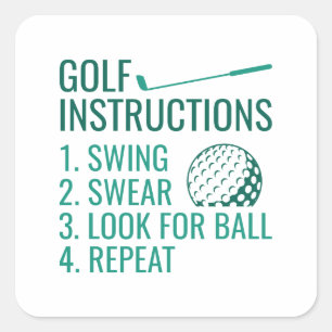 Golf Instructions Square Sticker