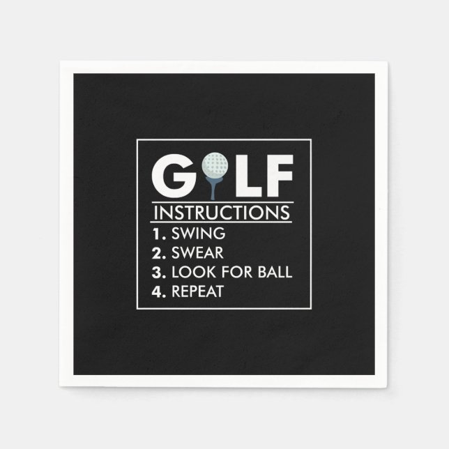 Golf Instructions Swing Swear Look Ball Repeat Napkin (Front)