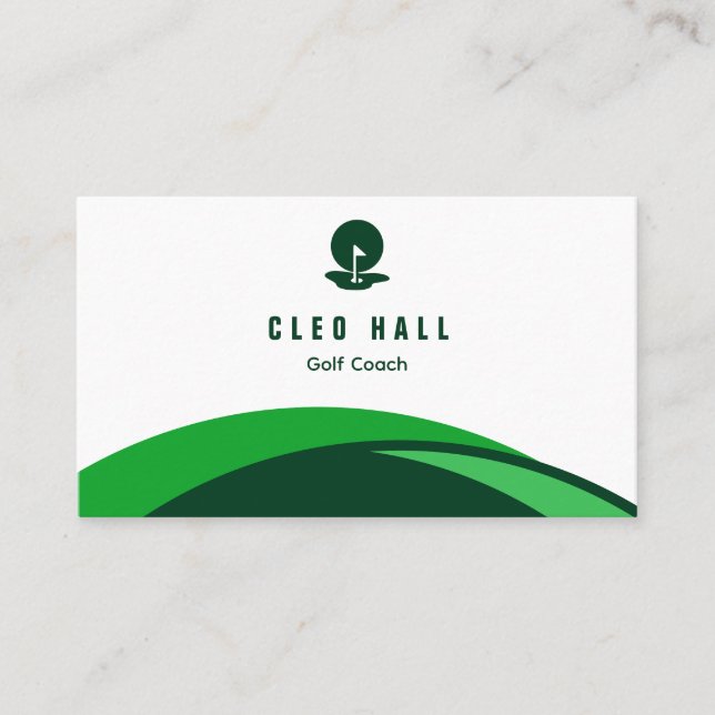 Golf Instructor Golf Coach Green Business Card (Front)