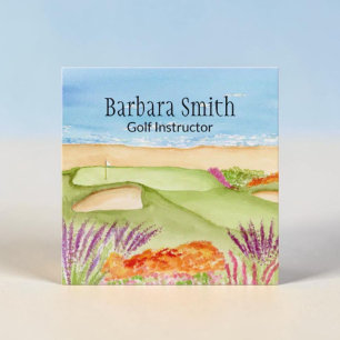 Golf Instructor Golf Course By The Ocean Square Business Card