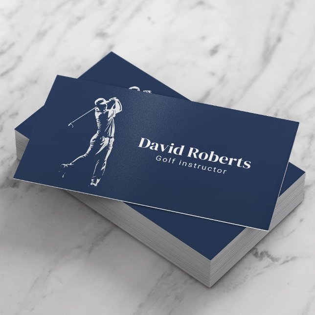 Golf Instructor Golf Swing Coach Navy Blue Business Card (Creator Uploaded)