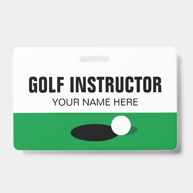 Golf Instructor name badge with clip or lanyard ID Badge (Front)