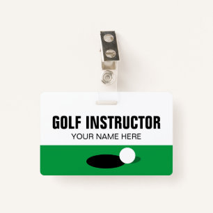 Golf Instructor name badge with clip or lanyard ID Badge