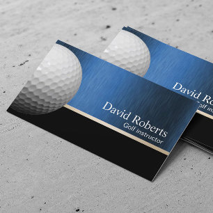Golf Instructor Professional Blue Metal Sport Business Card