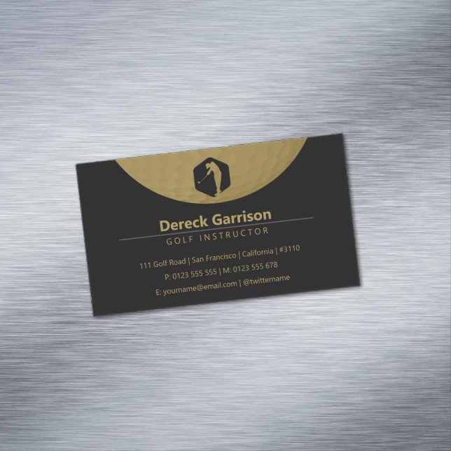Golf Instructor | Professional Golf Lessons Gold Magnetic Business Card (In Situ)