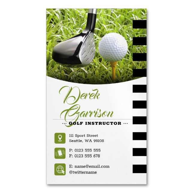 Golf Instructor | Professional Golf Lessons Magnetic Business Card (Front Vertical)
