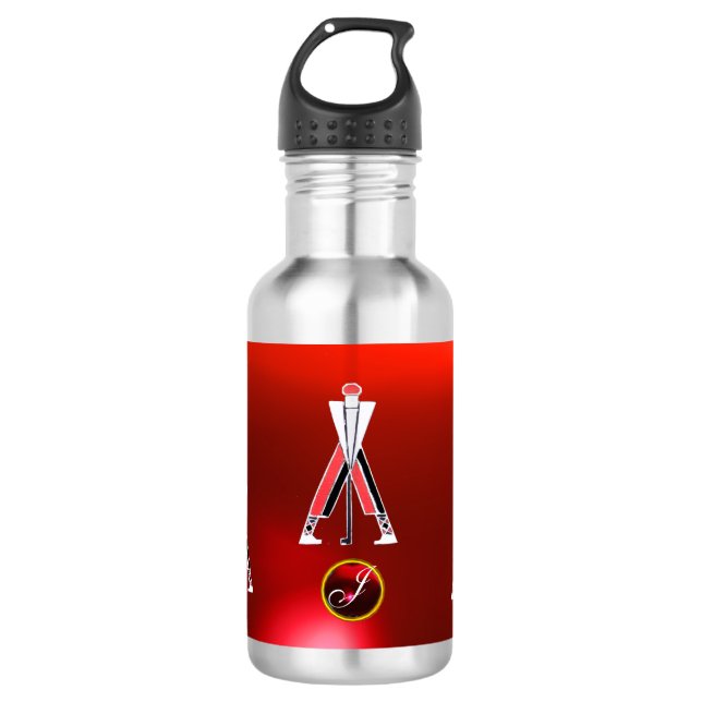 GOLF INSTRUCTOR RED RUBY MONOGRAM 532 ML WATER BOTTLE (Front)