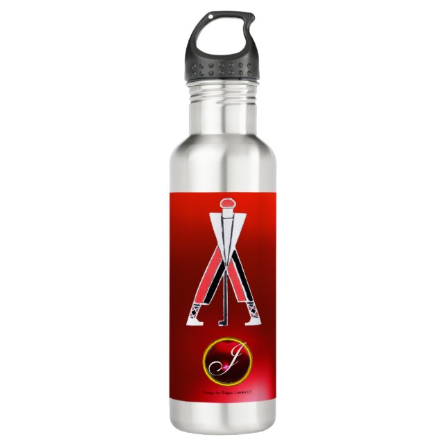 GOLF INSTRUCTOR RED RUBY MONOGRAM 710 ML WATER BOTTLE (Front)