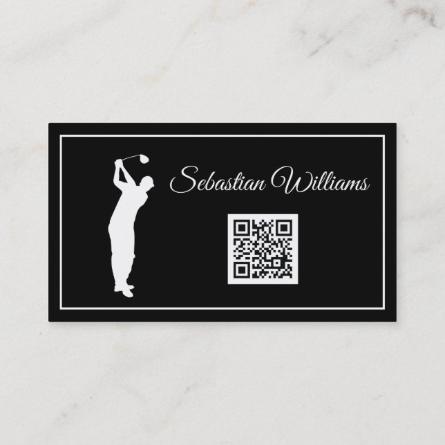Golf Instructor Teacher Professional Sport Black  Business Card (Back)