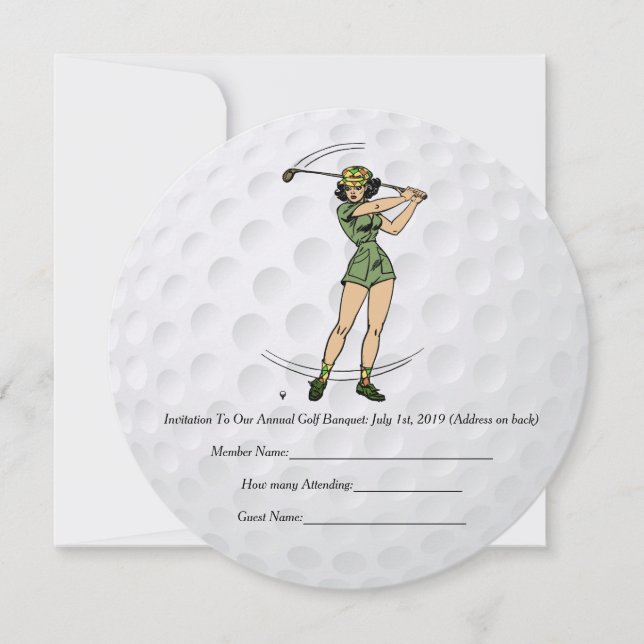 Golf Invitation Woman Golfer (Front)
