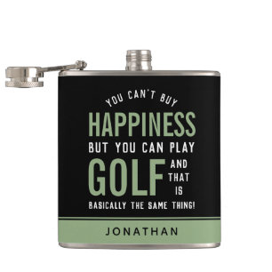Golf is Happiness Funny Golf Lover Gifts Hip Flask