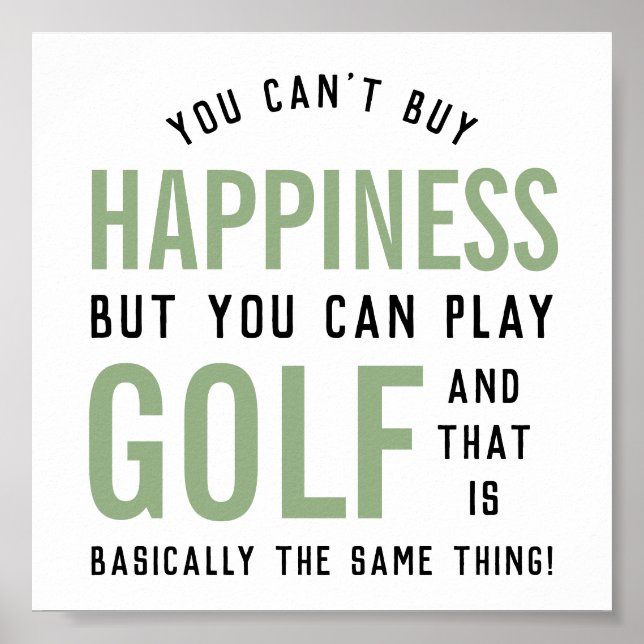 Golf is Happiness Funny Golf Lover Gifts Poster (Front)