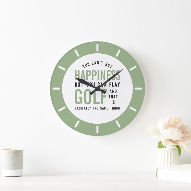 Golf is Happiness Funny Golf Lover Large Clock (Home)