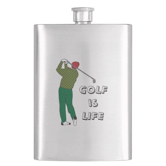 GOLF is LIFE, Golfer,Club,Golf Quote Hip Flask (Front)